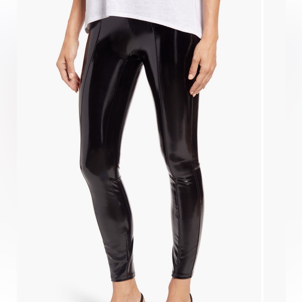 SPANX Patent Black Leggings